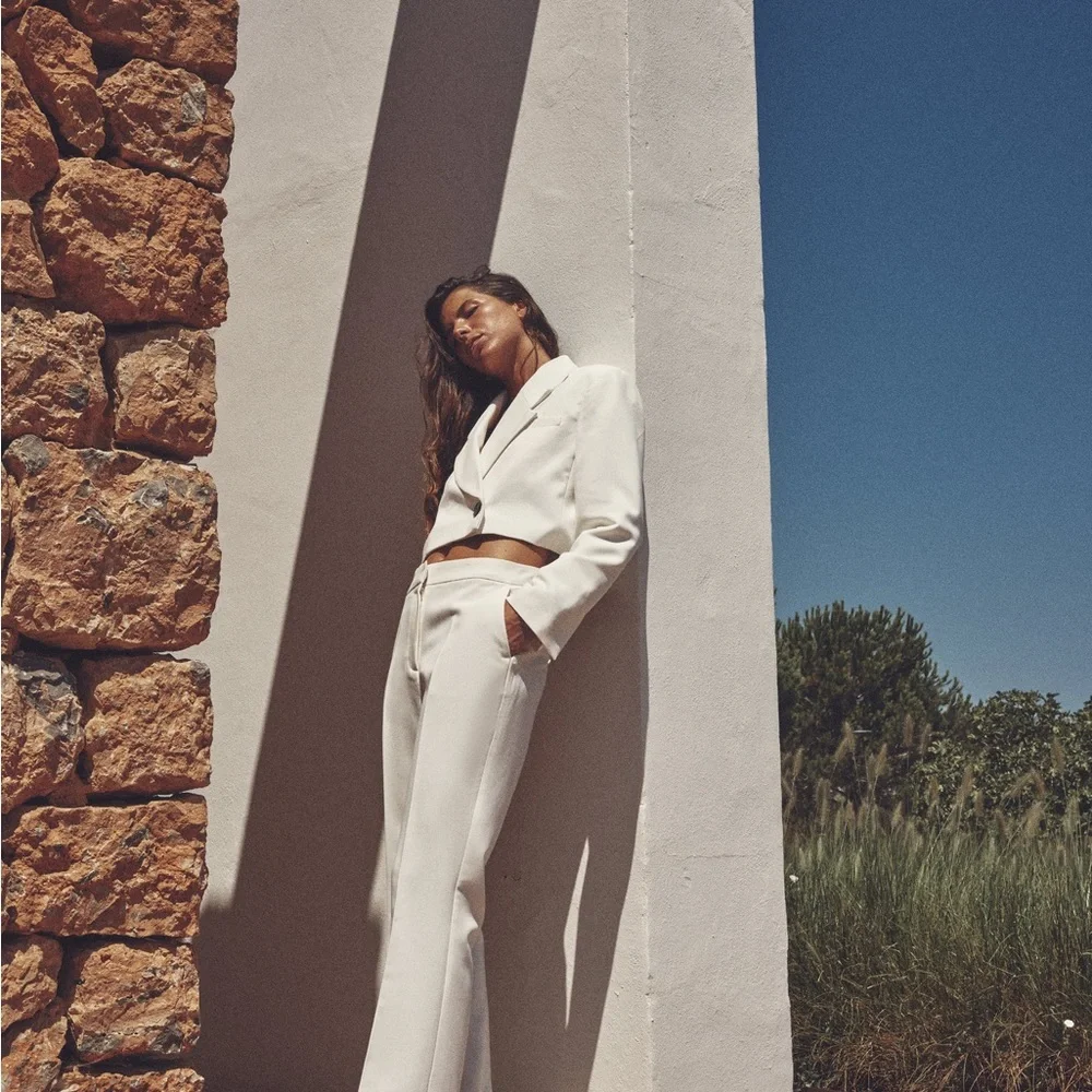 Zara blazer cropped double breasted oyster white - Picture 6 of 10
